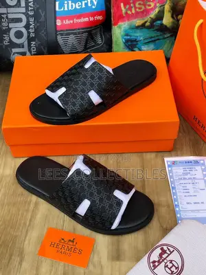 Quality Hermes Leather Unisex Slippers