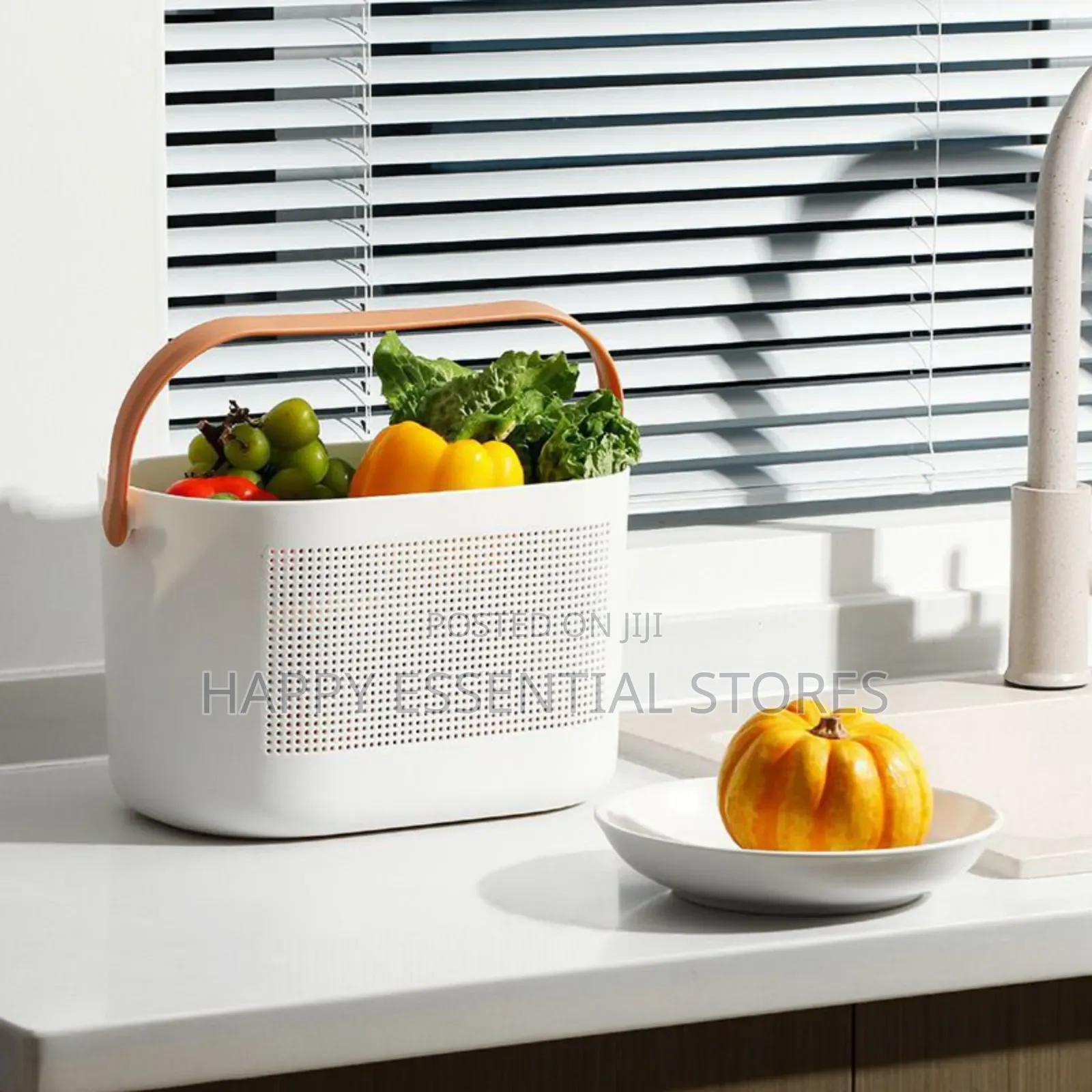 White Storage Basket With Coloured Handle