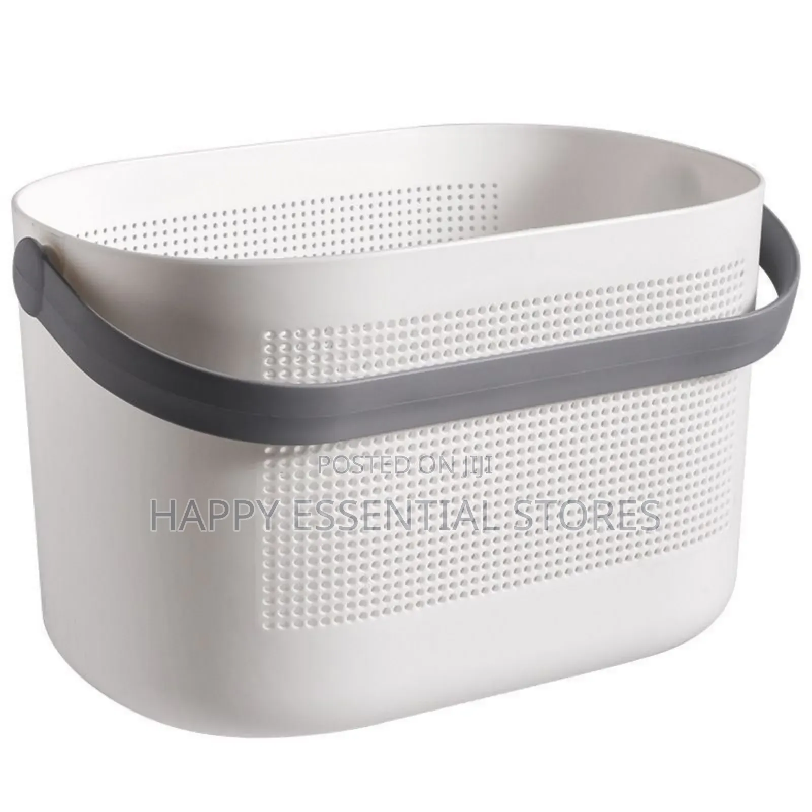 White Storage Basket With Coloured Handle