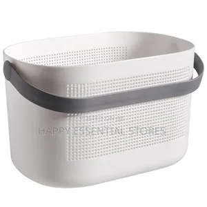 White Storage Basket With Coloured Handle
