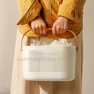 White Storage Basket With Coloured Handle