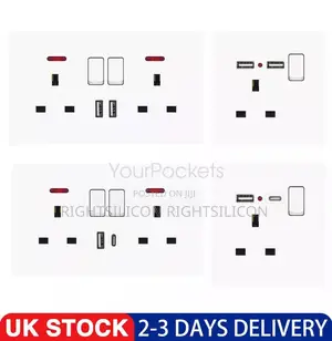 USA Double Wall Plug Socket 2 Gang 13A W/ 2 Charger USB Port