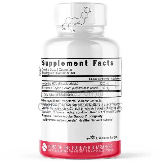 Nature's Fusions Berberine 1300mg – 120 Capsules