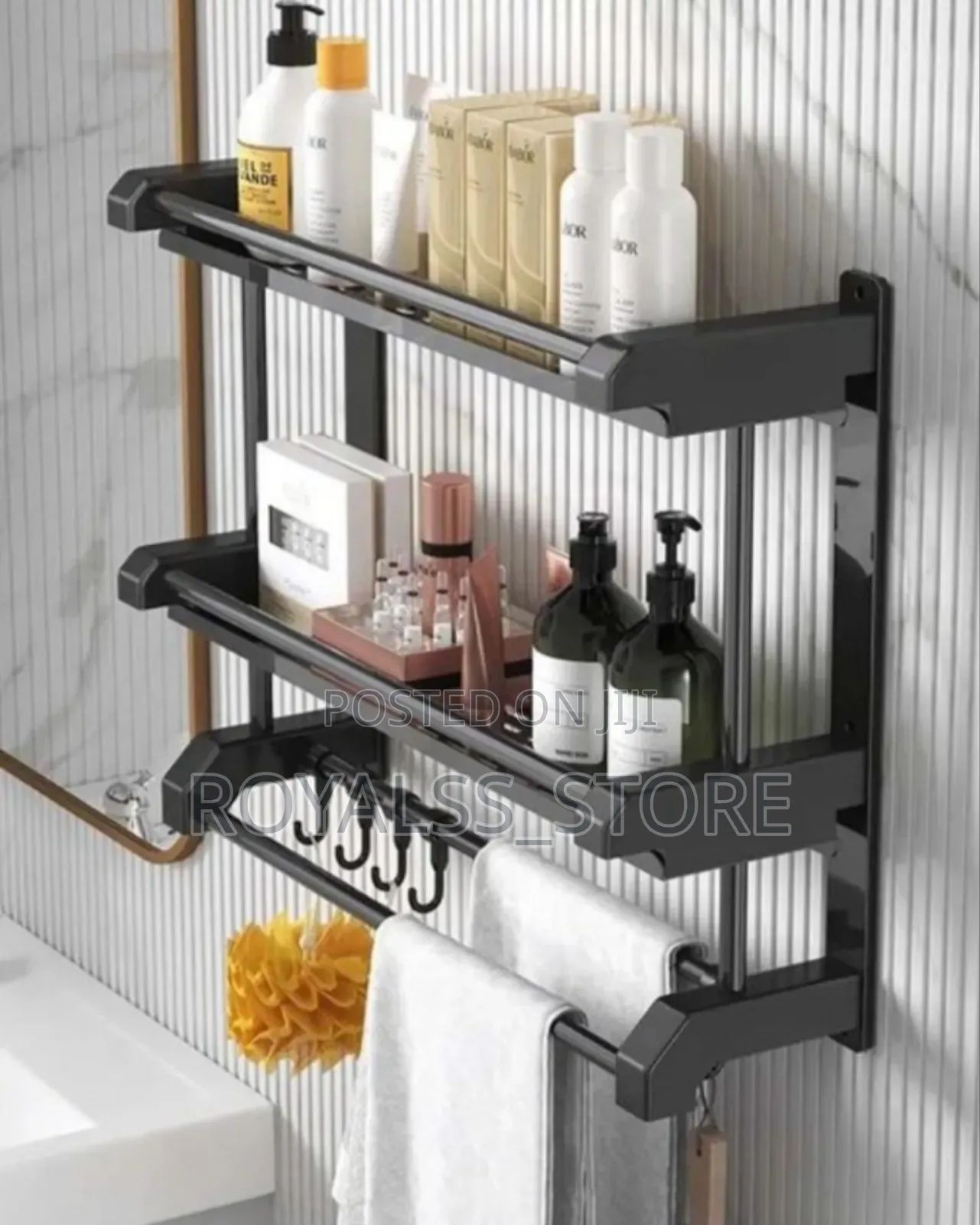 Wall Mounted Bathroom Storage Rack With Towel Bar