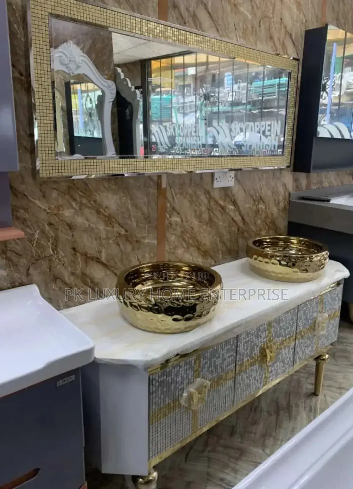 Double Gold and White Cabinets