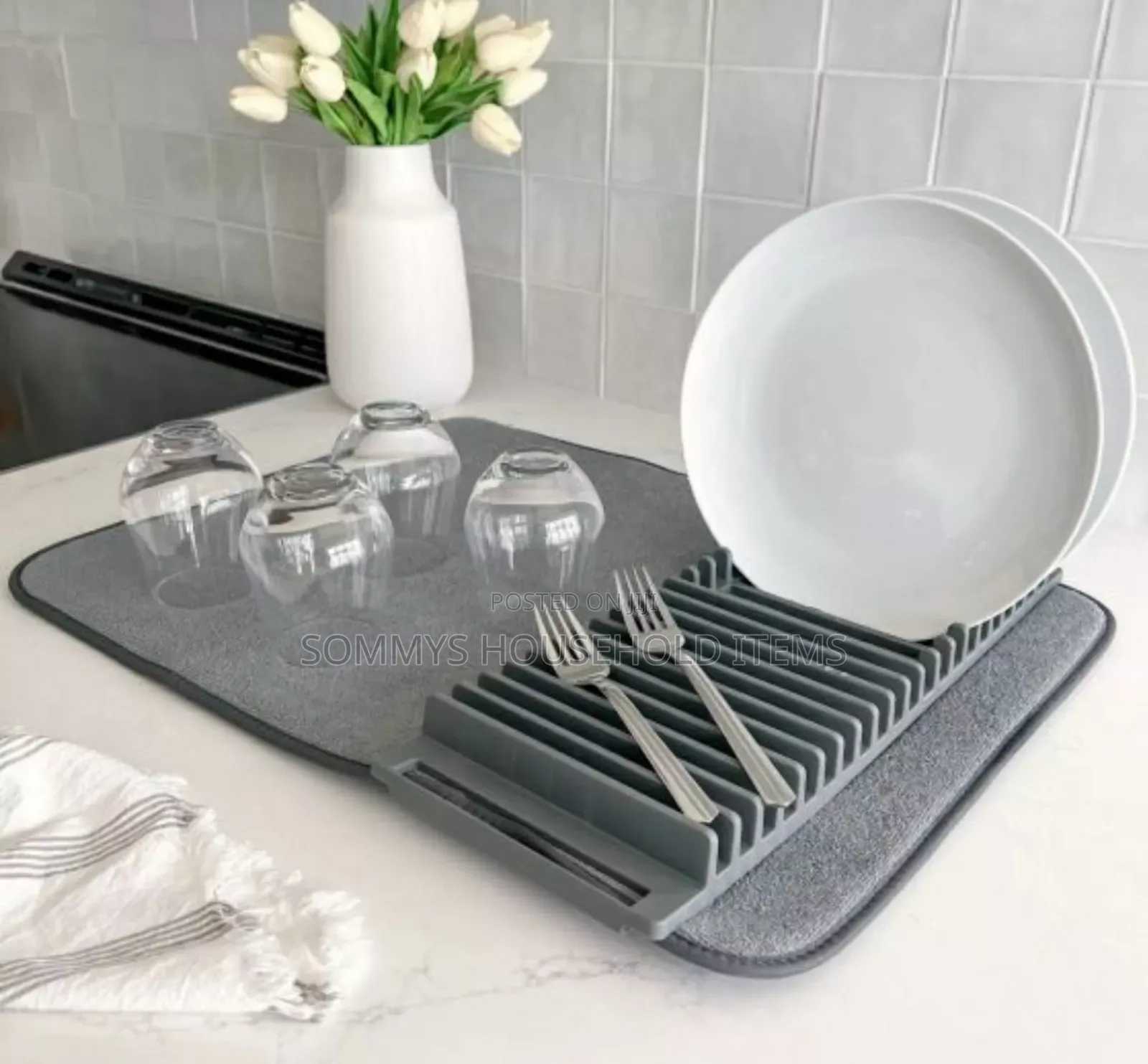 Foldable Water Absorbing/Drainage Utensils Rack Mat.