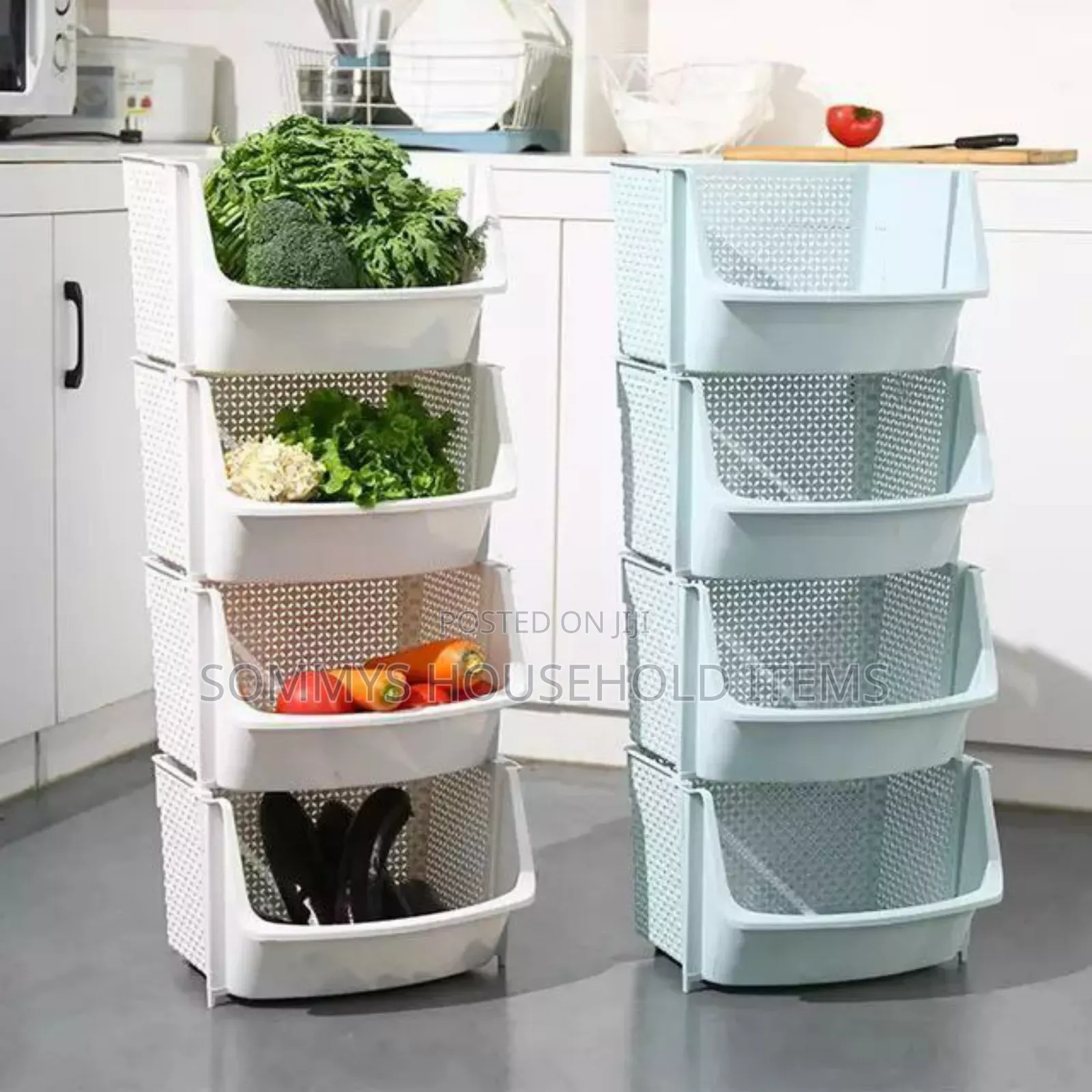 4tier Plastic Storage Trolley Rack