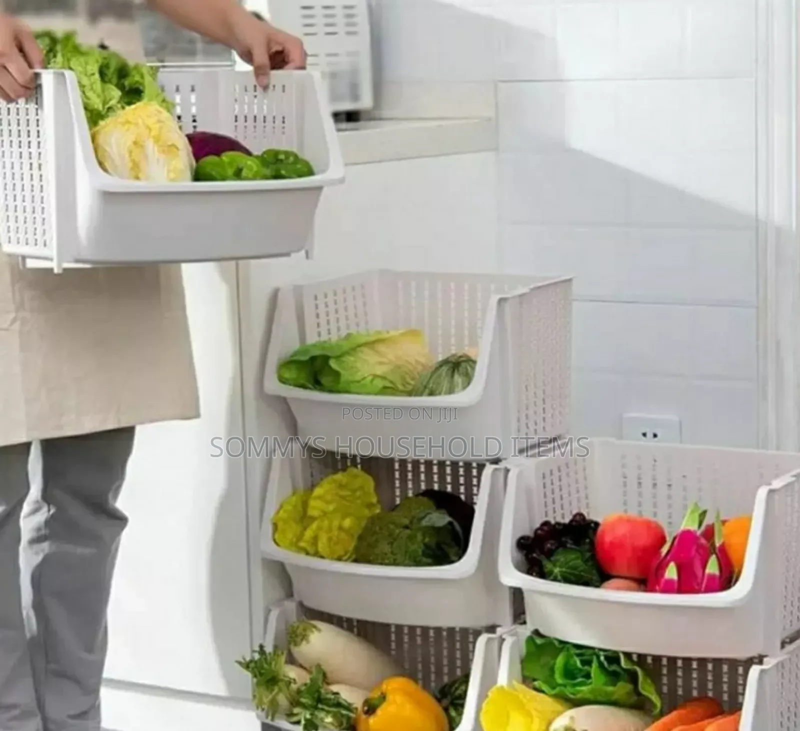 4tier Plastic Storage Trolley Rack