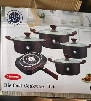 Quality UHM Die-Cast Cookware Set With Double Grill Pan