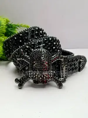 Rhinostone Demon Head Leather Belt