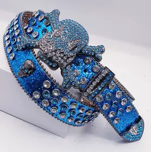 Rhinostone Demon Head Leather Belt