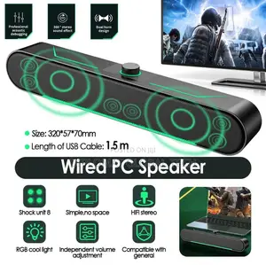 Wired Pc Speakers Led Light Computer Speakers Deep Bass