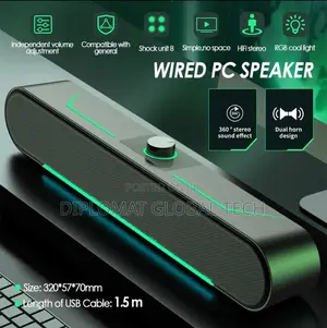 Wired Pc Speakers Led Light Computer Speakers Deep Bass