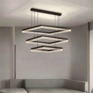 Modern Led 3 Ring Square Shape Drop Chandelier Light