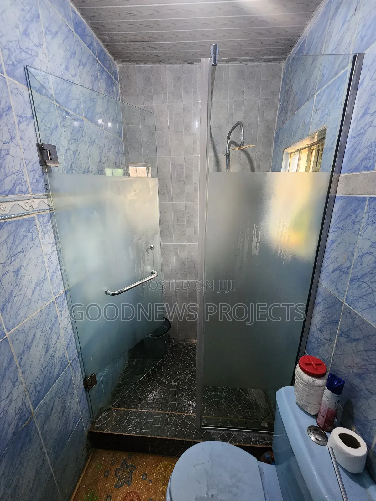 Silver Hinged Shower Glass