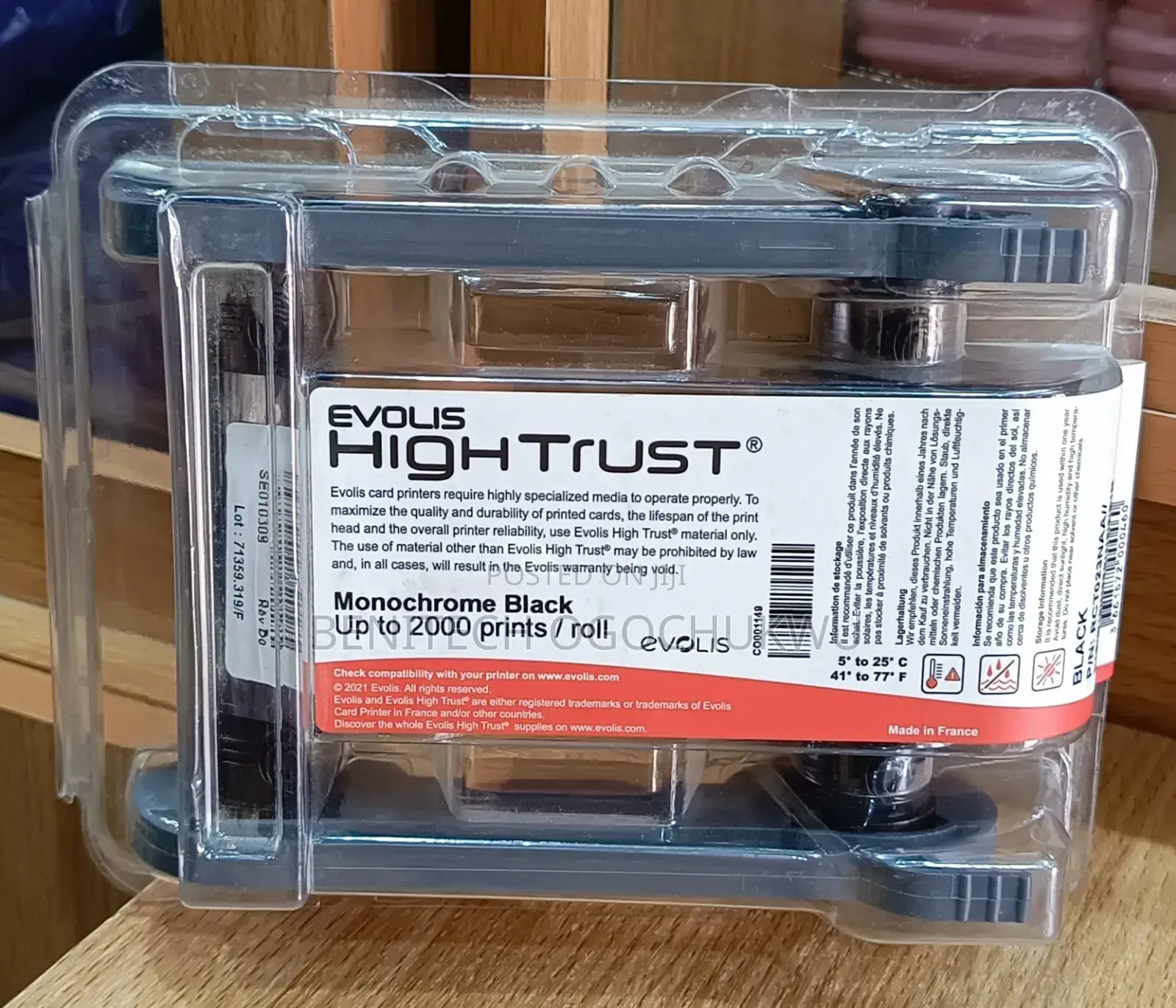 Evolis High Trust Monochrome Black 2000 Prints Per Roll