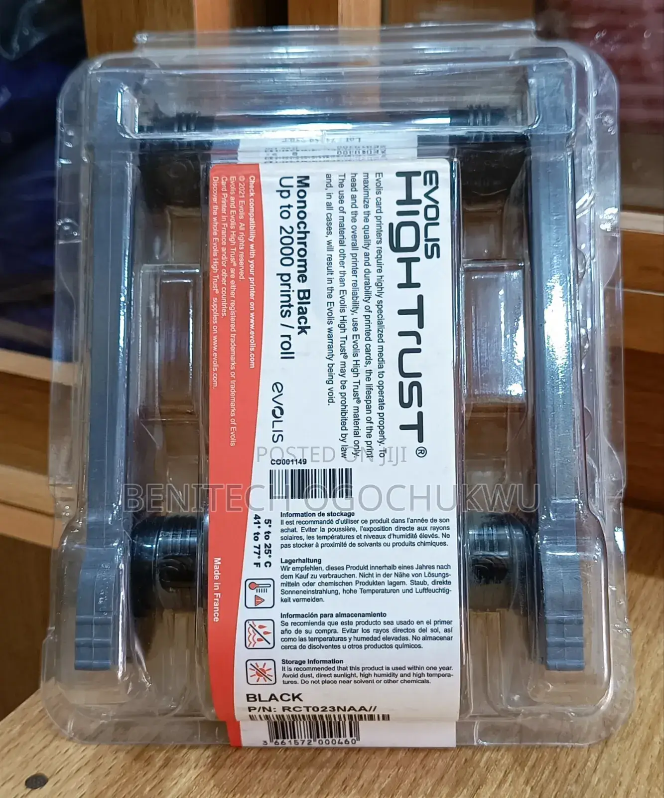 Evolis High Trust Monochrome Black 2000 Prints Per Roll