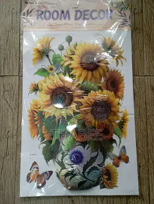 Yellow Sunflower Vase Room Decor 8D Look Wall Sticker