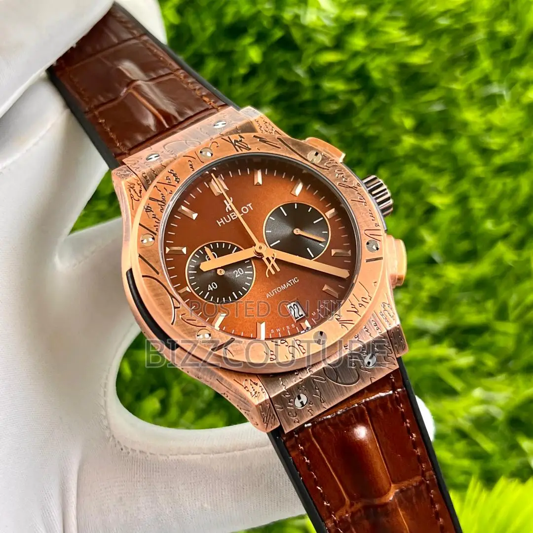 Original Hublot Automatic Chronograph Brown Leather Watch