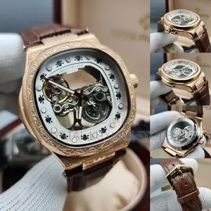 Patek Philippe Quality Luxury Men Leather Strap Wristwatch