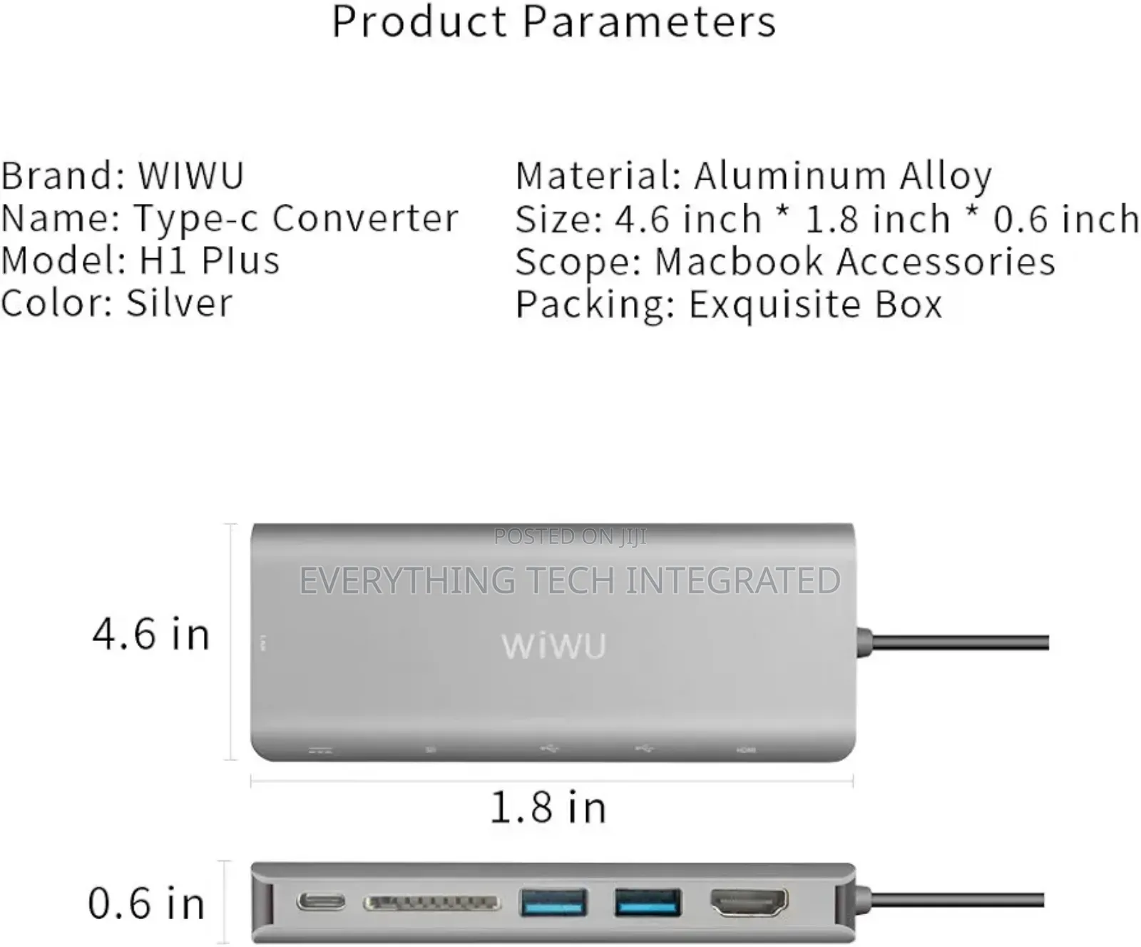 WIWU Type-C Adapter, 6 in 1 Macbook Hub for All PC