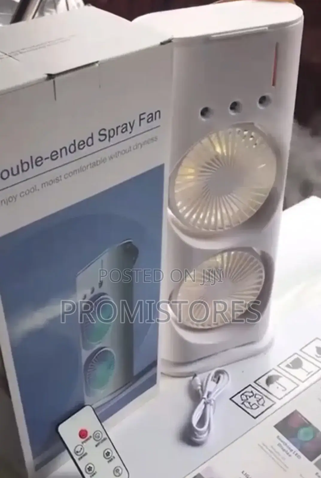 Double Ended Spray Rechargeable Fan With Led Light
