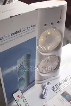 Double Ended Spray Rechargeable Fan With Led Light