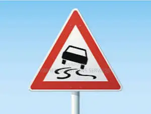 Warning Slippery Roads Sign