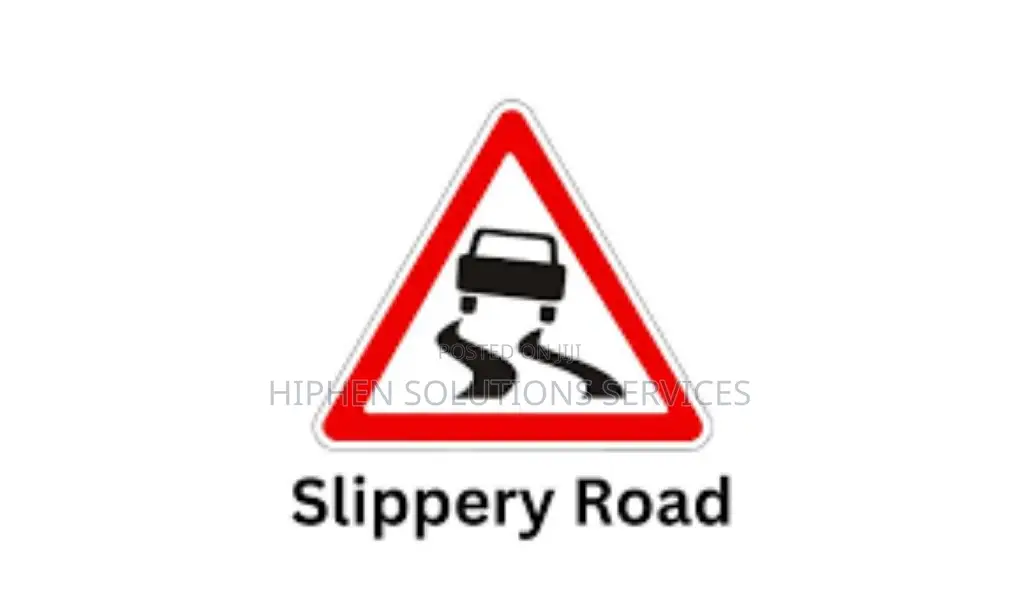 Caution – Slippery Road Sign