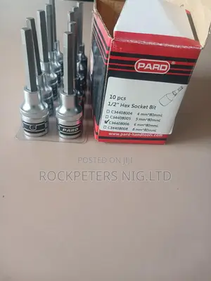 10pc Pard 1⁄2" Hex Socket Bit C34408006 6mm-80mml