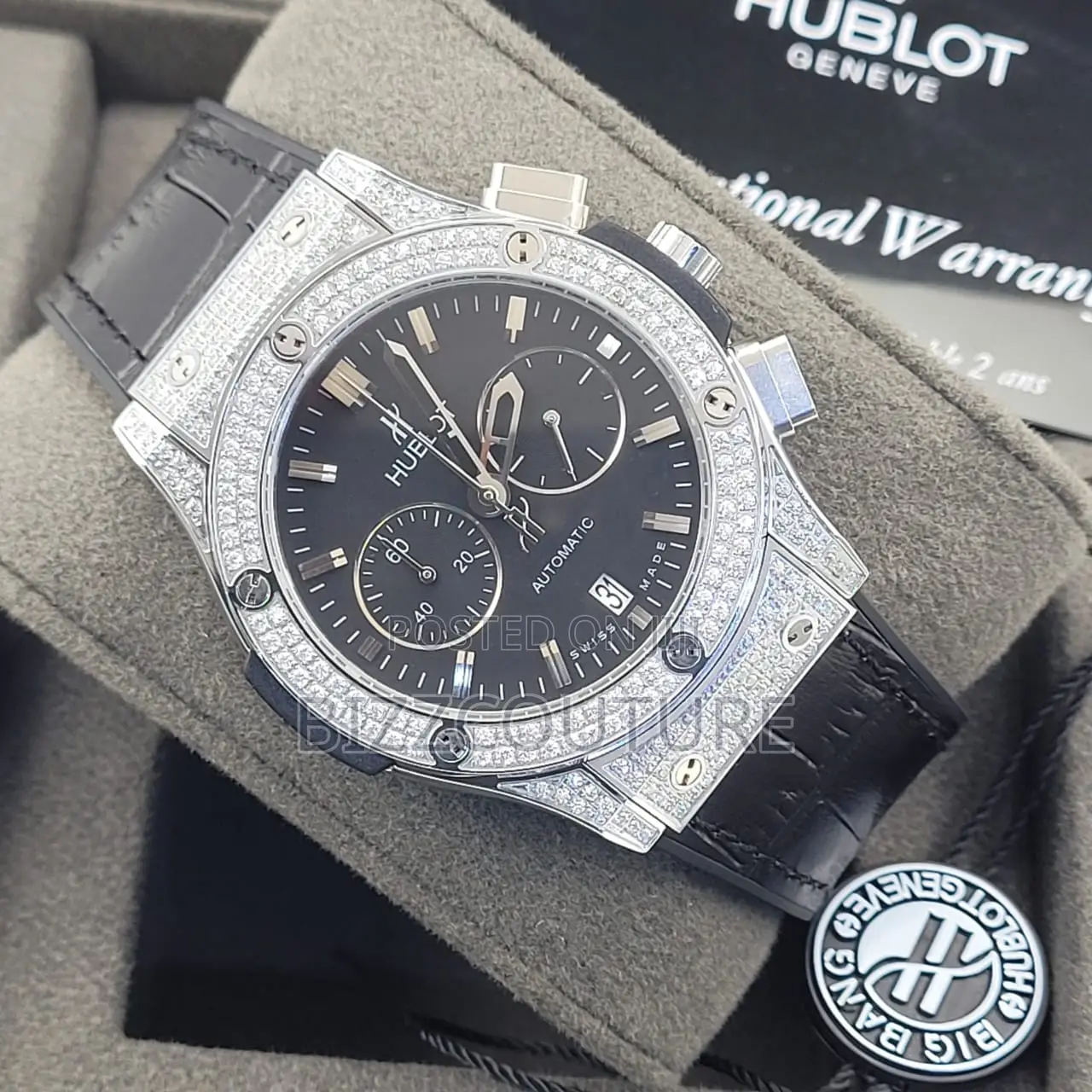 Original Automatic Chronograph Black Leather Watch in Store