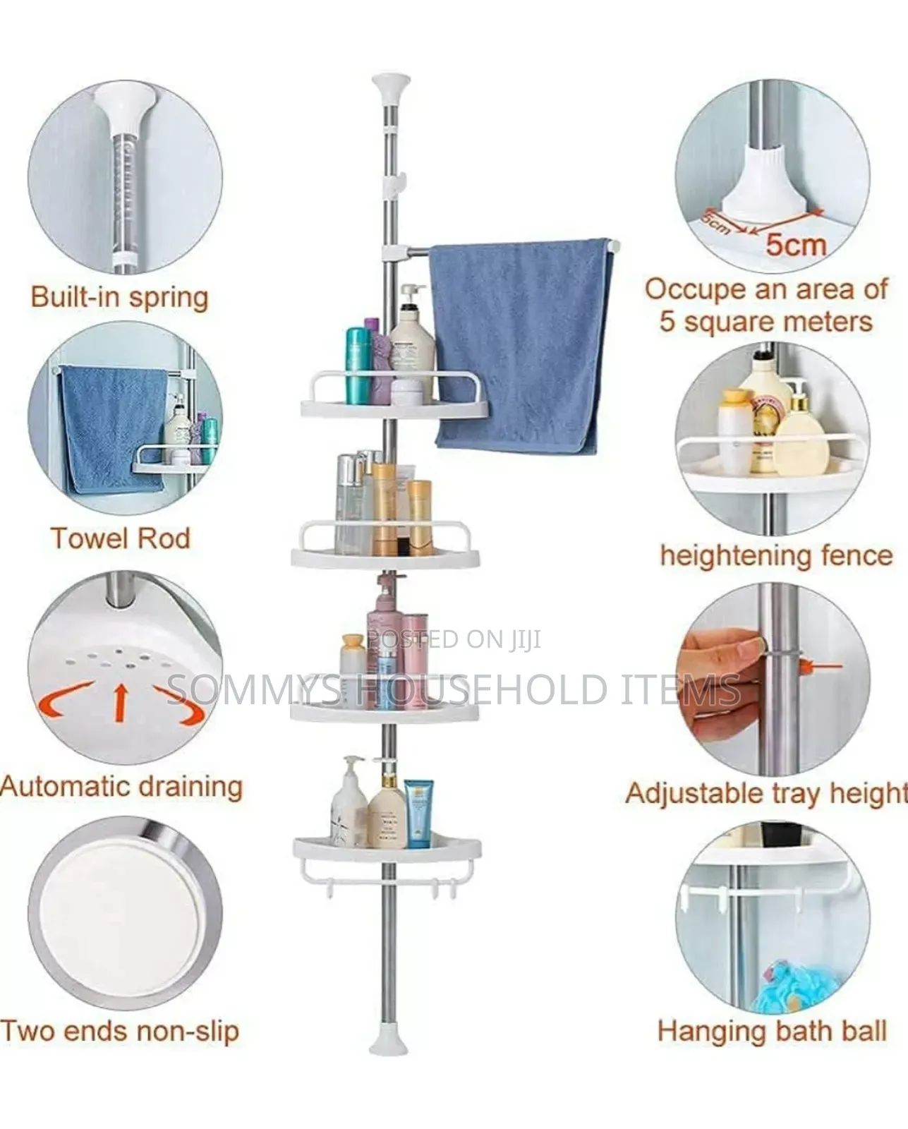 Multi-Purpose Bathroom Corner Shelf.