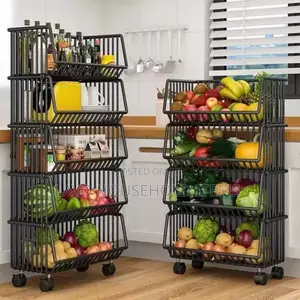 5 Tier Food Vegetable Storage Rack With Rollers