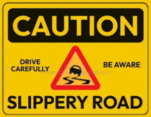 Warning Slippery Road Sign