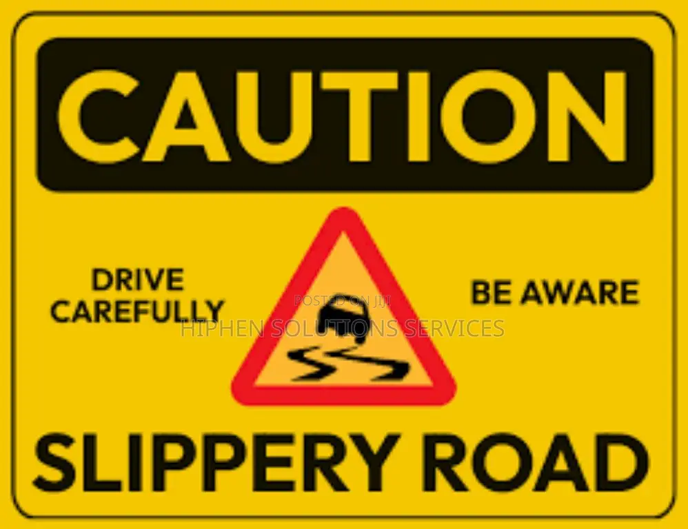 Warning Slippery Road Sign