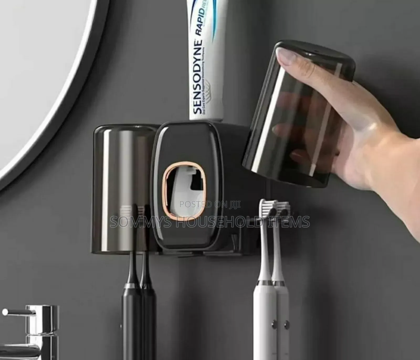 Wall Mounted Double Cup Toothbrush/Paste Holder