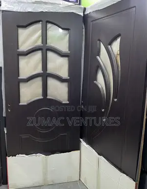 3ft Brown Wooden Door With Glass