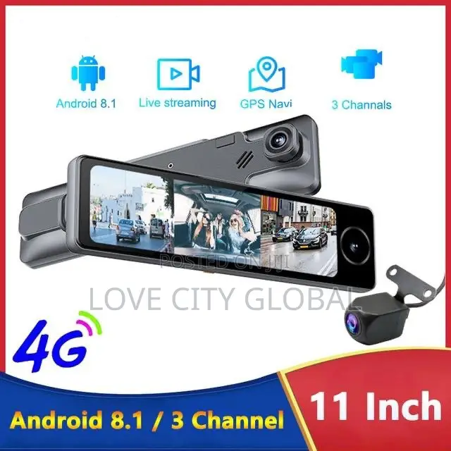 4G 3CH Dash Cam Android Auto, Mirror Video Loop Record ADAS