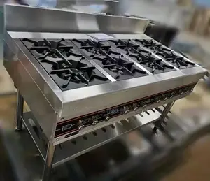 Photo - Restaurant Industrial 8 Burners Gas Cooker Without Bake Oven