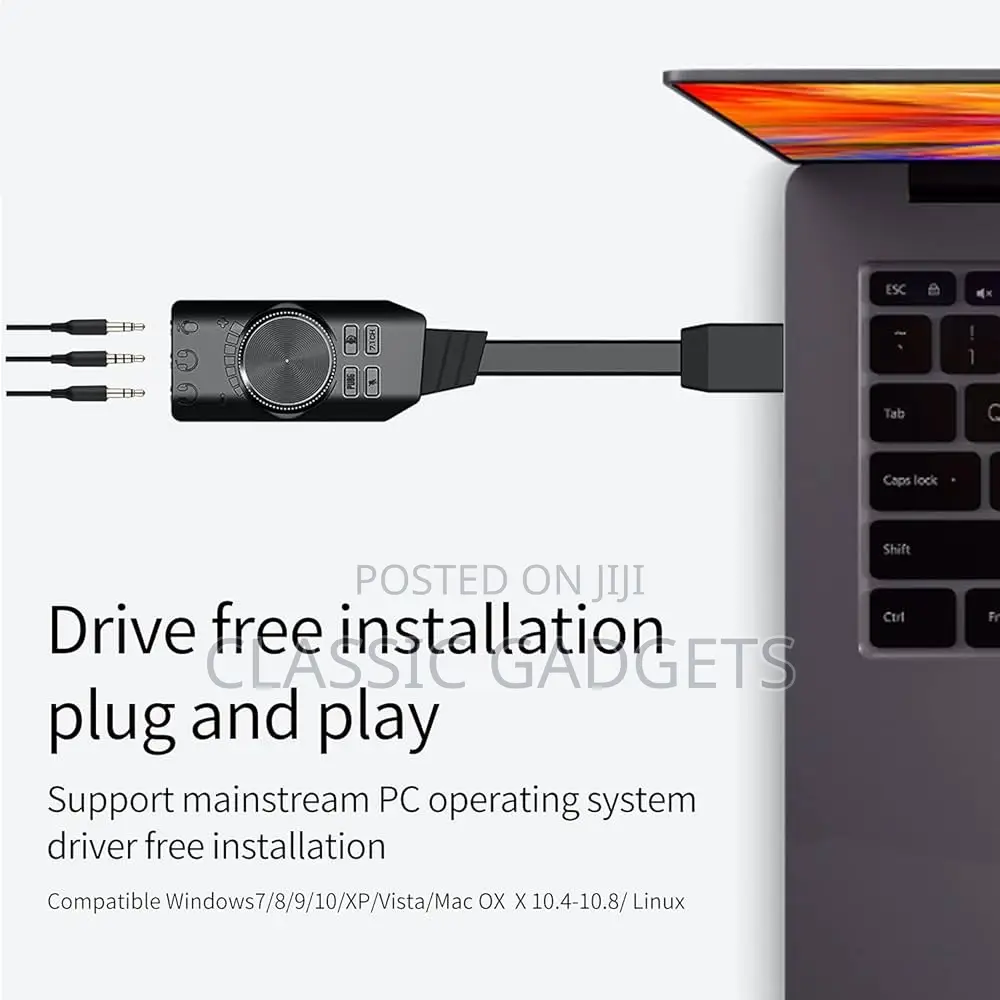 External Virtual 7.1 Channel Sound Card 3.5mm Audio Mic Jack