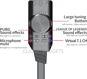 External Virtual 7.1 Channel Sound Card 3.5mm Audio Mic Jack