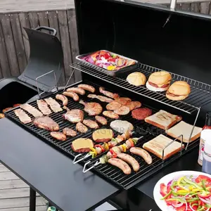 Charcoal BBQ Grill With Side Smoker/Drum Type Barbecue Grill