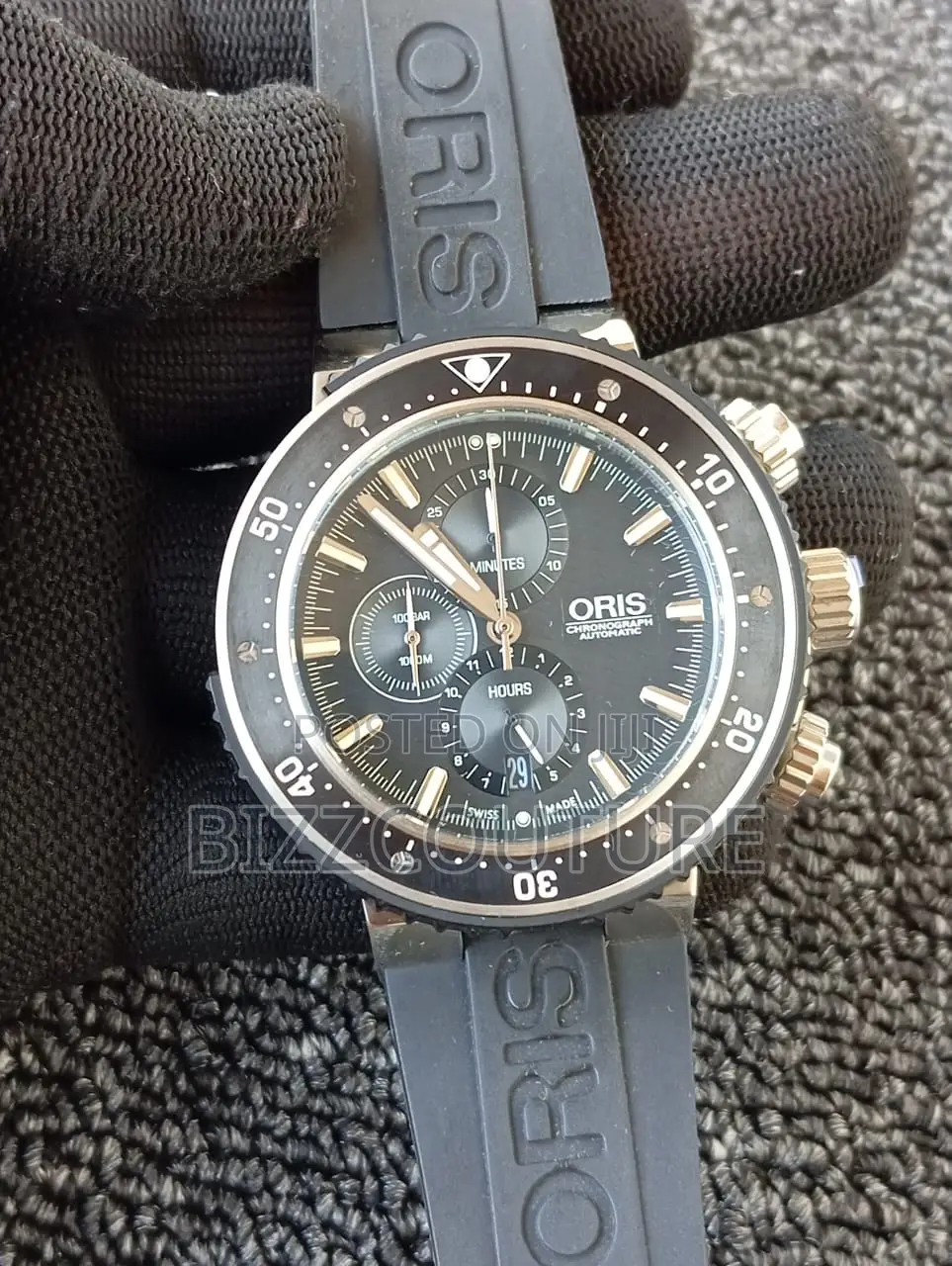 Original Oris Chronograph Gray Rubber Strap Watch in Store