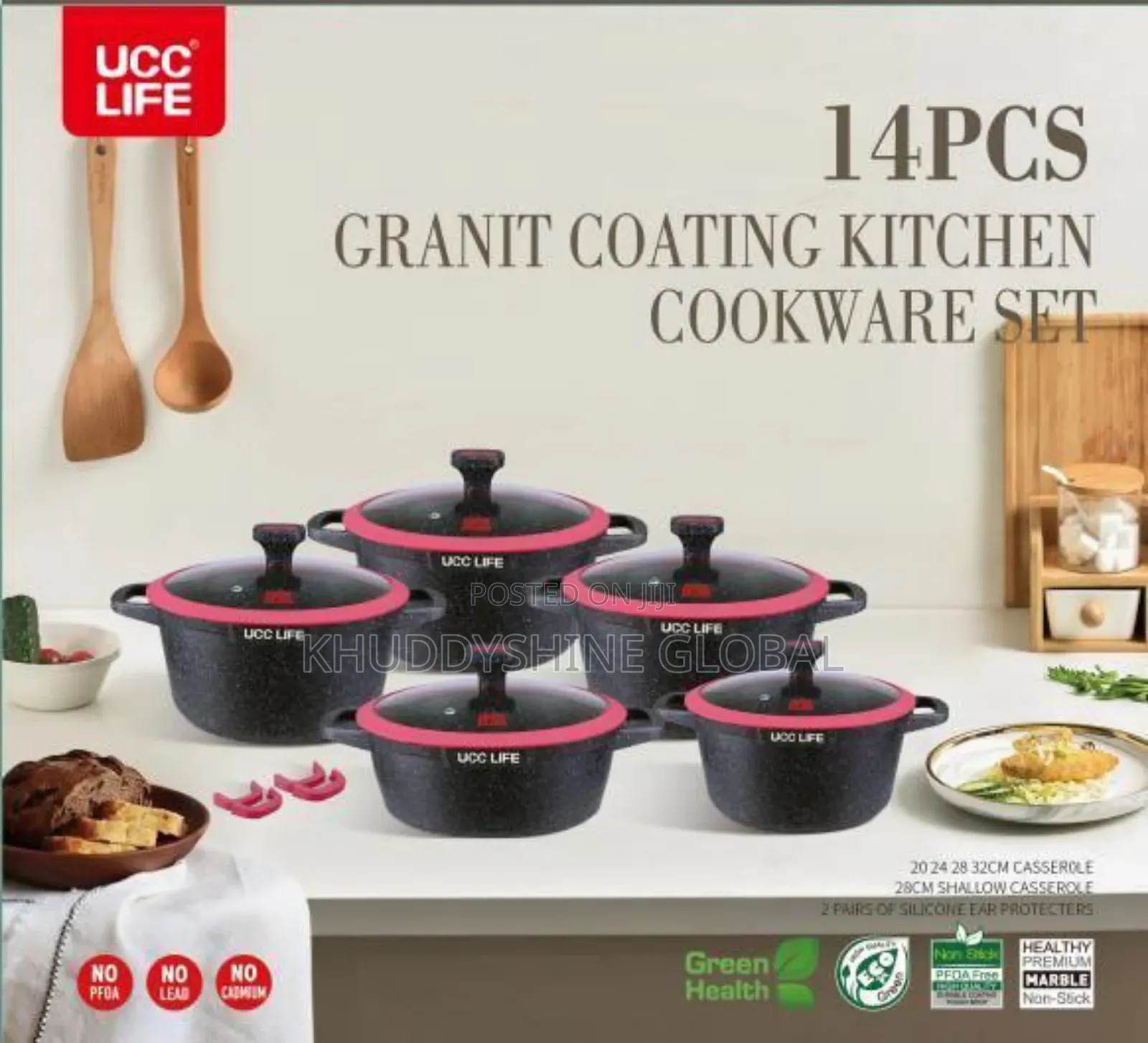 Ucc Life 14pcs Granit Coating Kitchen Cookware Set