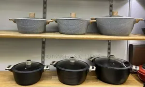 Quality Granite Pot Set 3 in a Set With Covers (Cookware)