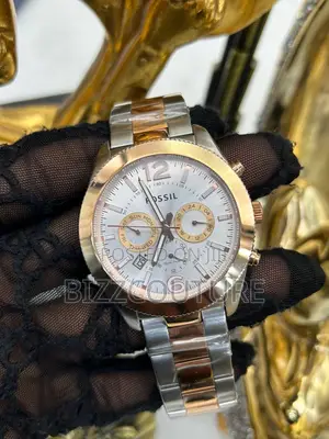 Original Fossil Chronograph Gold Mix Silver Chain Watch