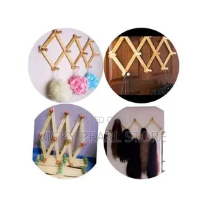 Collapsible Wooden Wall Bag Cap Wig Hair Sponge Hanger