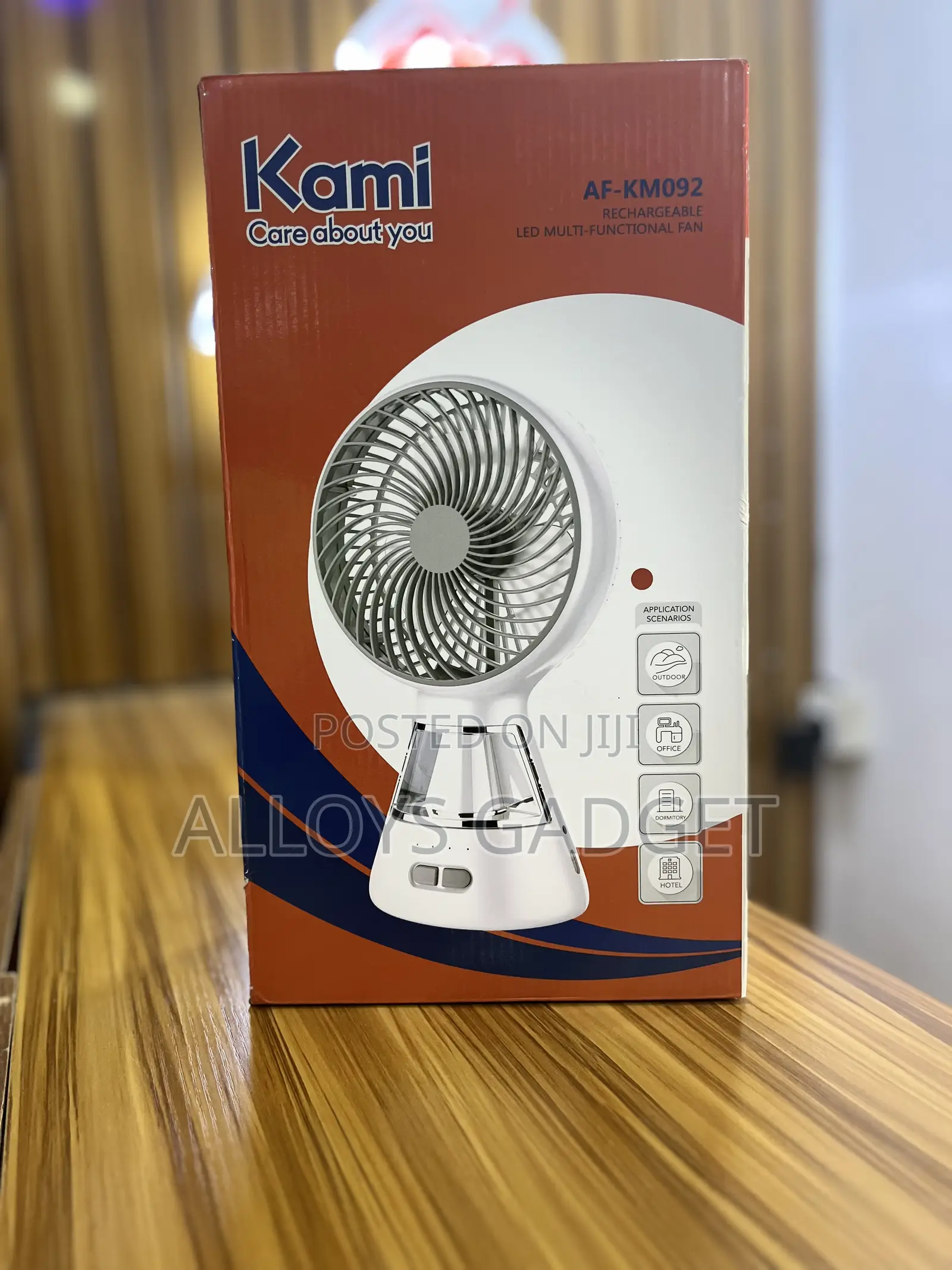 Kami Rechargeable Fan With LED Lamp