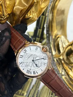 Photo - Original Cartier Chronograph Brown Leather Watch in Store
