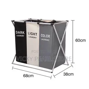 Laundry Hamper Foldable Basket 1/2/3 Section Portable.
